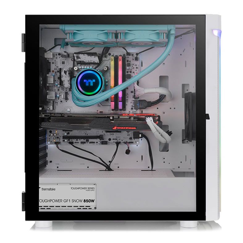 Gabinete Gamer Thermaltake H590 TG, ARGB, Mid-Tower, Lateral de Vidro, Com 1 Fan, Branco, CA-1X4-00M6WN-00