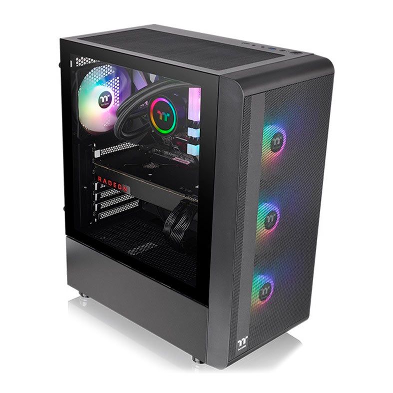 Gabinete Gamer Thermaltake S200 TG ARGB, Lateral de Vidro, Com 4 Fans e Com Fonte 650W, Preto, CA-3X2-65M1WZ-00