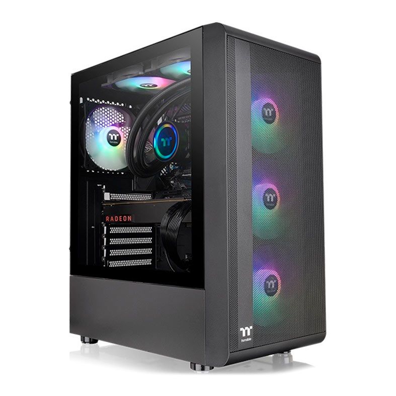Gabinete Gamer Thermaltake S200 TG ARGB, Lateral de Vidro, Com 4 Fans e Com Fonte 650W, Preto, CA-3X2-65M1WZ-00