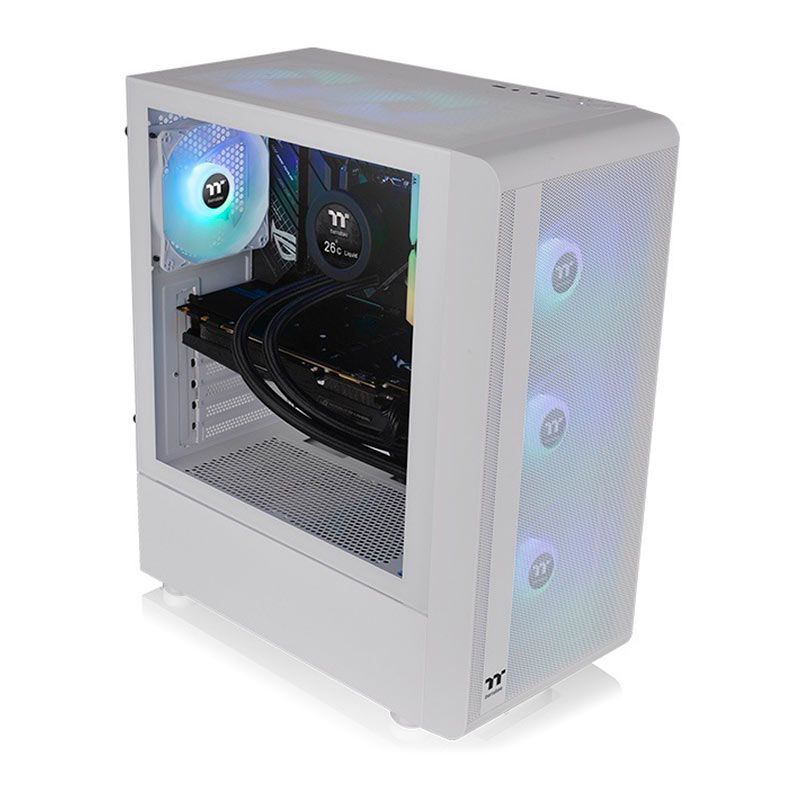 Gabinete Gamer Thermaltake S200 TG ARGB Snow, Lateral de Vidro, Com 4 Fans e Com Fonte 650W, Branco, CA-3X2-65M6WZ-00