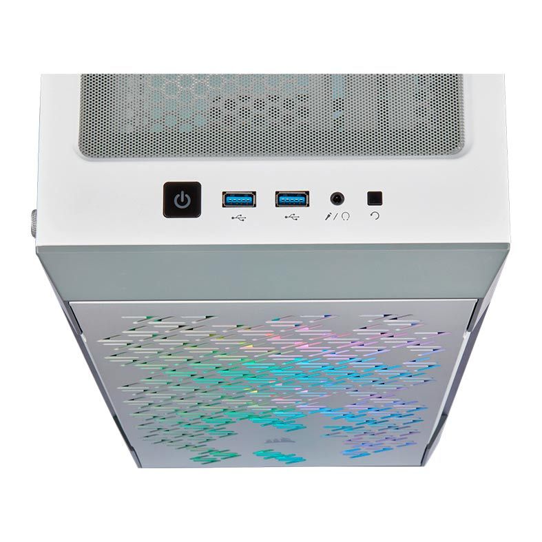 Gabinete Corsair 220T RGB Vidro Temp Branco Mid Tower, CC-9011174-WW