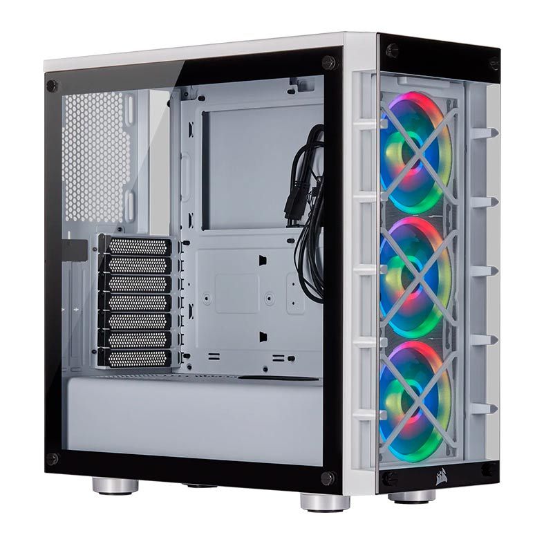 Gabinete Corsair iCUE 465X RGB Vidro Temp Branco Mid Tower, CC-9011189-WW