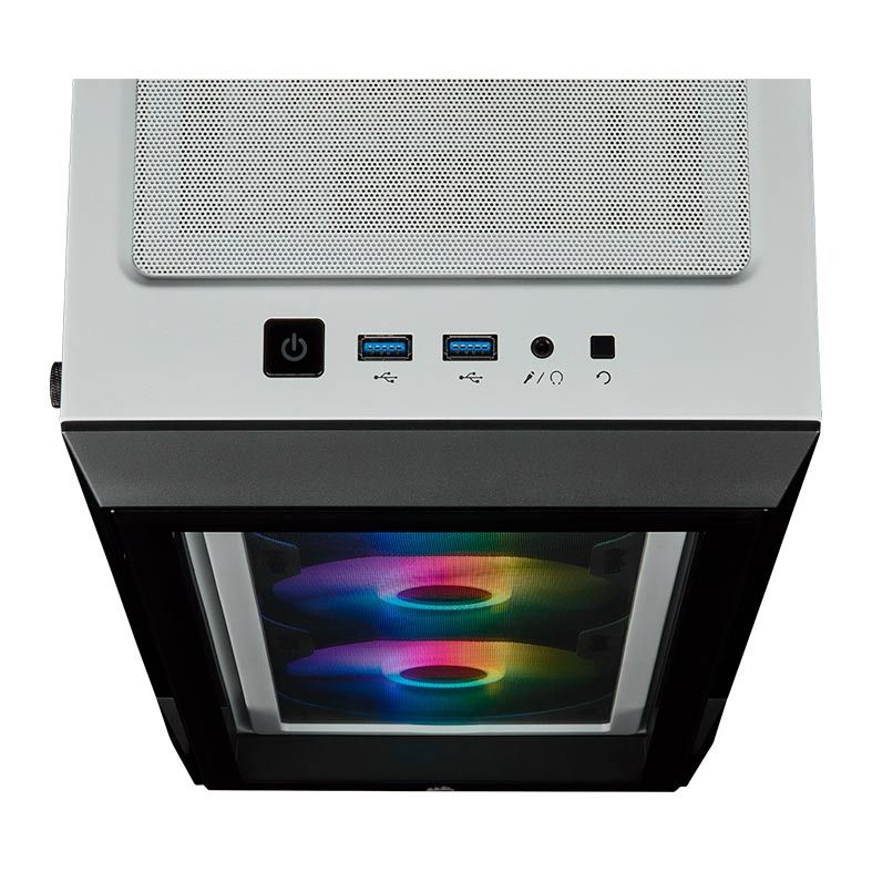 Gabinete Corsair iCUE 220T RGB Vidro Temp Branco Mid Tower, CC-9011191-WW