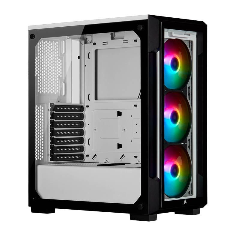 Gabinete Corsair iCUE 220T RGB Vidro Temp Branco Mid Tower, CC-9011191-WW