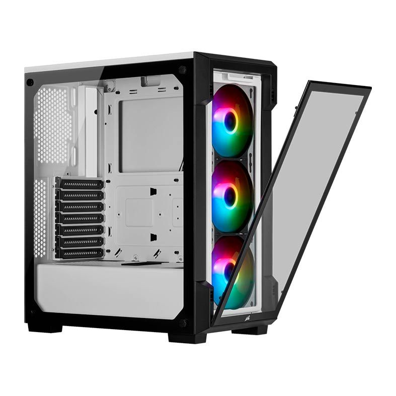 Gabinete Corsair iCUE 220T RGB Vidro Temp Branco Mid Tower, CC-9011191-WW