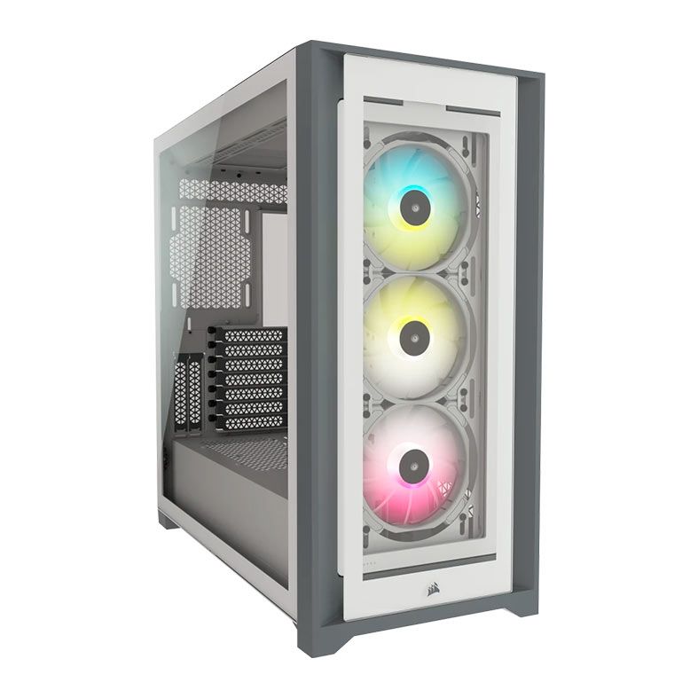 Gabinete Gamer Corsair ICUE 5000X, RGB, Mid Tower, Lateral de Vidro, Com 3 Fans, Branco, CC-9011213-WW