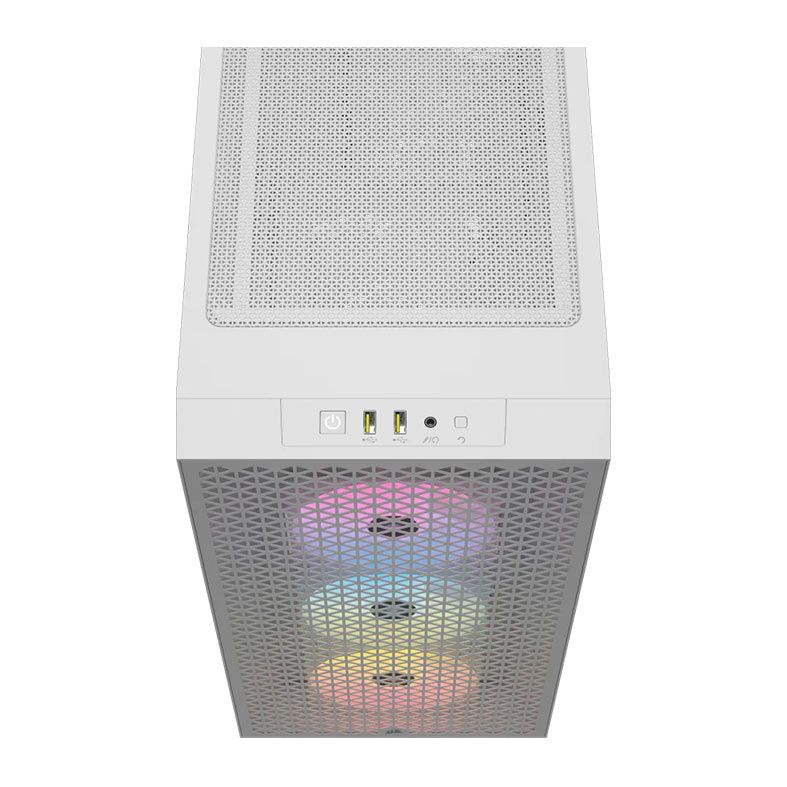 Gabinete Gamer Corsair 3000D Airflow, RGB, Mid-Tower, Lateral de Vidro, Com 3 Fans, Branco, CC-9011256-WW