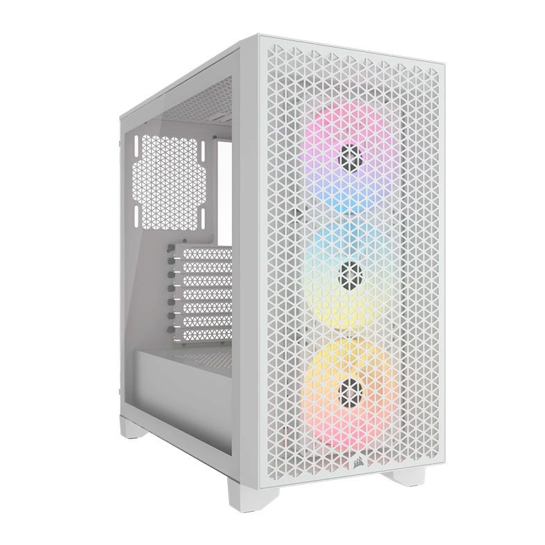 Gabinete Gamer Corsair 3000D Airflow, RGB, Mid-Tower, Lateral de Vidro, Com 3 Fans, Branco, CC-9011256-WW