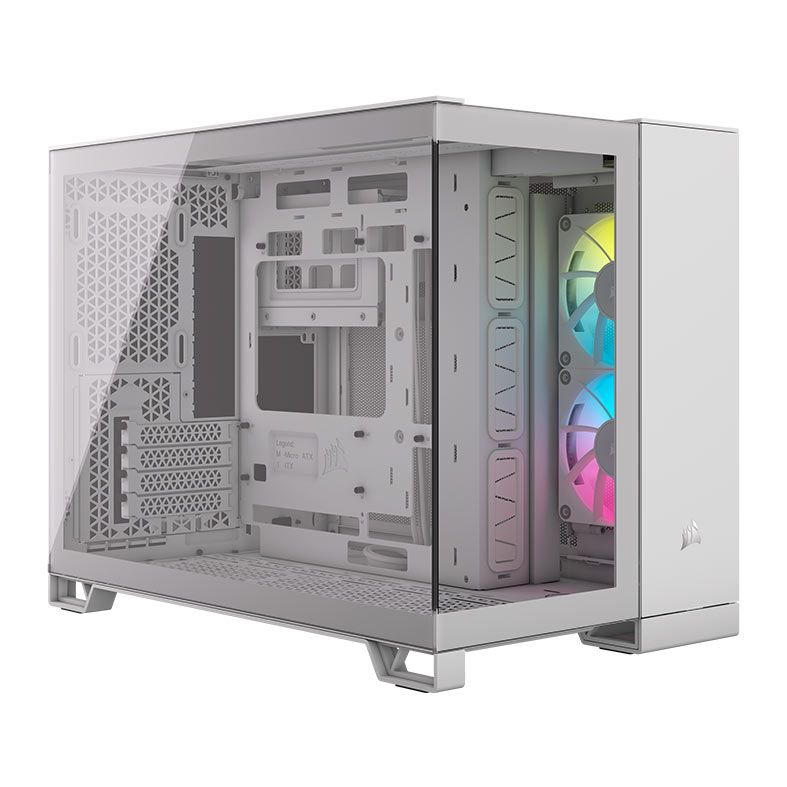 Gabinete Gamer Corsair 2500X Airflow, RGB,  Mid-Tower, Lateral de Vidro, Com 2 Fans, Branco, CC-9011268-WW