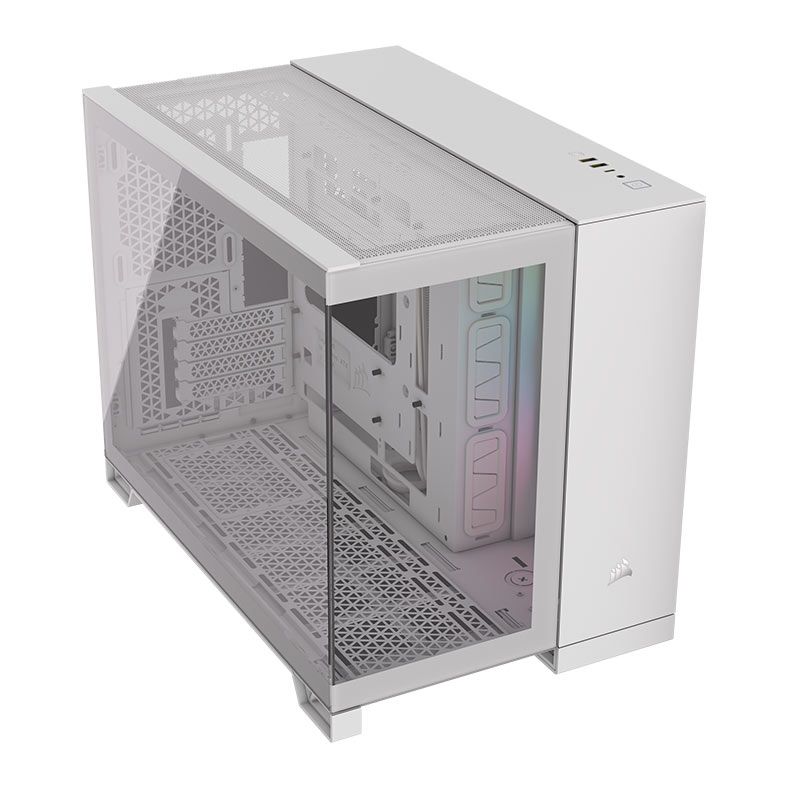 Gabinete Gamer Corsair 2500X Airflow, RGB,  Mid-Tower, Lateral de Vidro, Com 2 Fans, Branco, CC-9011268-WW