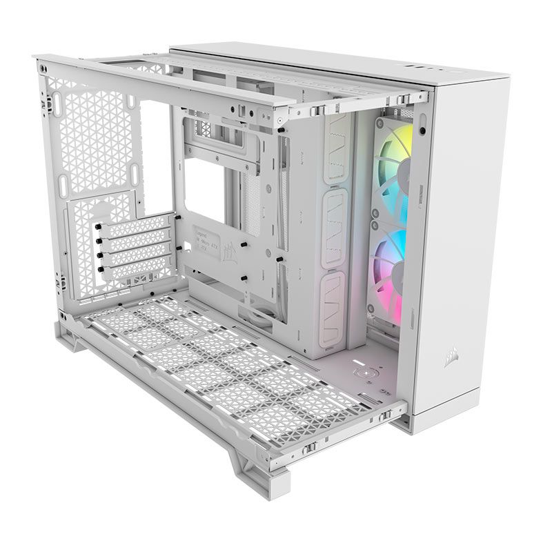 Gabinete Gamer Corsair 2500X Airflow, RGB,  Mid-Tower, Lateral de Vidro, Com 2 Fans, Branco, CC-9011268-WW