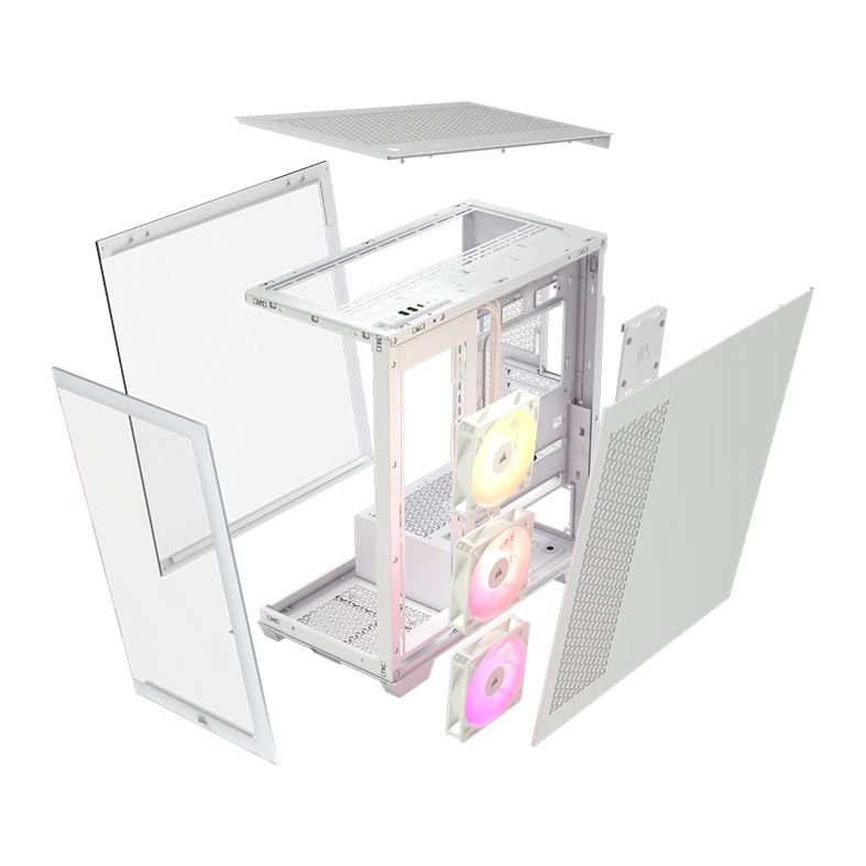 Gabinete Gamer Corsair 3500X, ARGB, Mid-Tower, Lateral de Vidro, Com 3 Fans, Branco, CC-9011279-WW