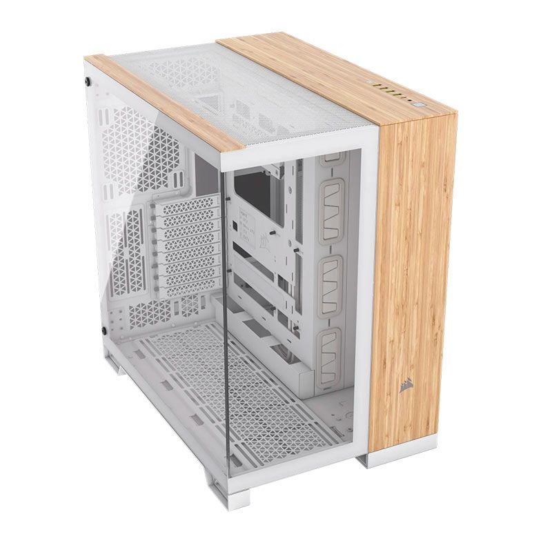 Gabinete Gamer Corsair 6500X, Mid-Tower, Lateral de Vidro, Branco/Madeira de Bambu, CC-9011284-WW