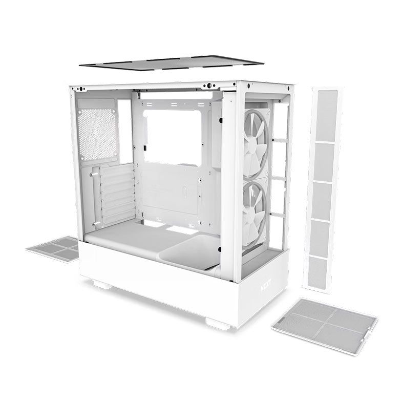 Gabinete Gamer NZXT H5 Elite, RGB, Mid-Tower, Lateral de Vidro, Com 3 Fans, Branco, CC-H51EW-01