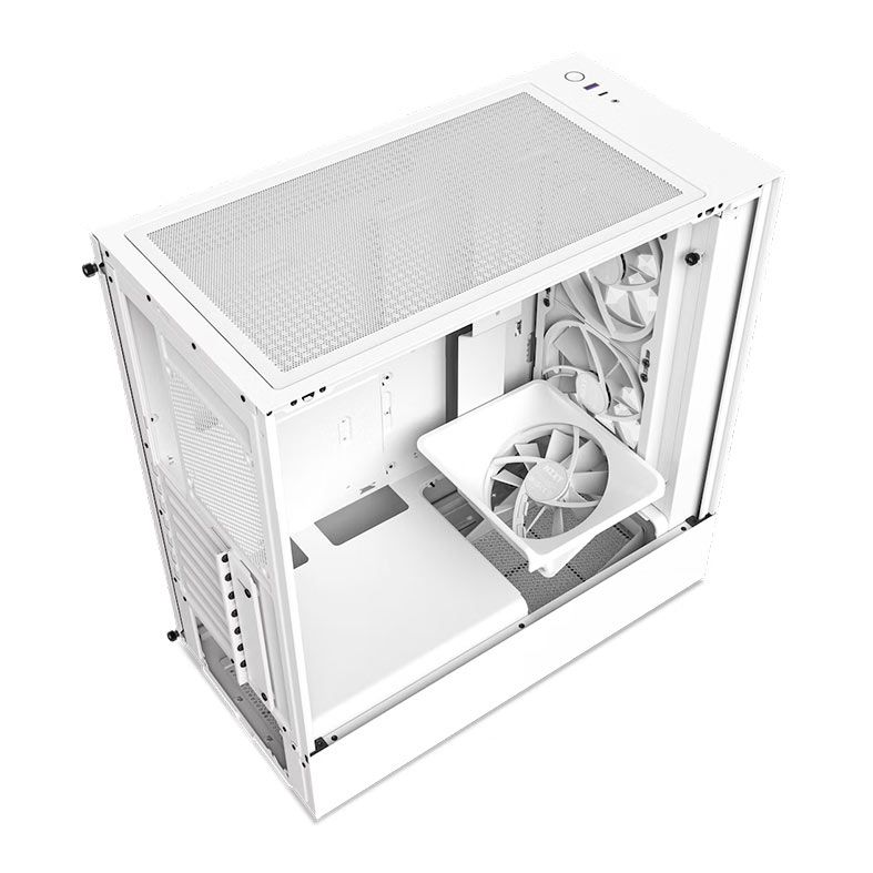 Gabinete Gamer NZXT H5 Elite, RGB, Mid-Tower, Lateral de Vidro, Com 3 Fans, Branco, CC-H51EW-01