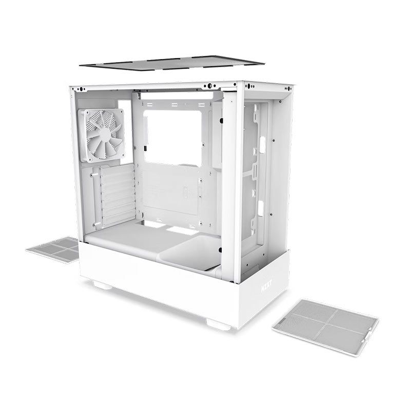Gabinete Gamer NZXT H5 Flow, Mid-Tower, Lateral de Vidro, Com 2 Ventoinhas, Branco, CC-H51FW-01