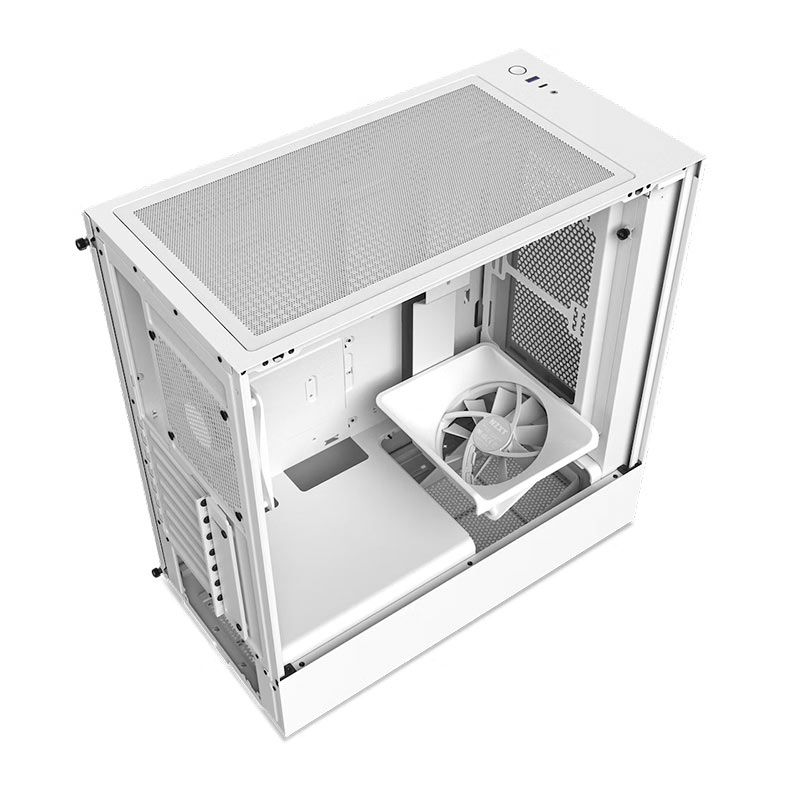 Gabinete Gamer NZXT H5 Flow, Mid-Tower, Lateral de Vidro, Com 2 Ventoinhas, Branco, CC-H51FW-01