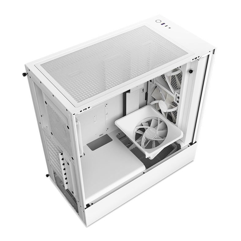 Gabinete Gamer NZXT H5 Flow RGB, Mid-Tower, Lateral de Vidro, Com 4 Fans, Branco, CC-H51FW-R1