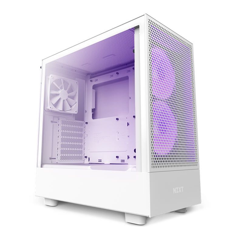 Gabinete Gamer NZXT H5 Flow RGB, Mid-Tower, Lateral de Vidro, Com 4 Fans, Branco, CC-H51FW-R1