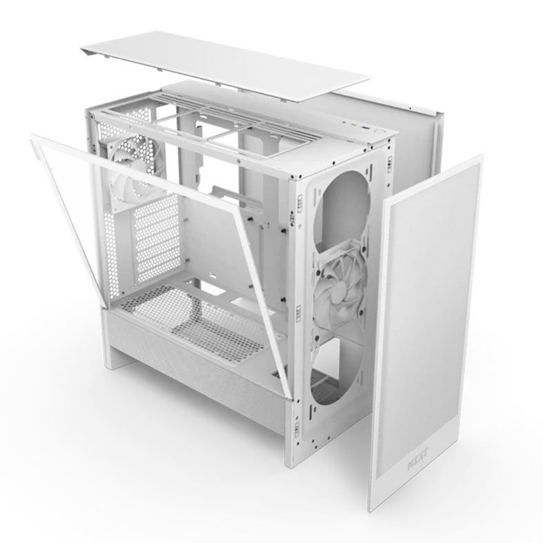 Gabinete Gamer NZXT H5 Flow, Mid-Tower, Lateral de Vidro, Com 2 Fans, Branco, CC-H52FW-01