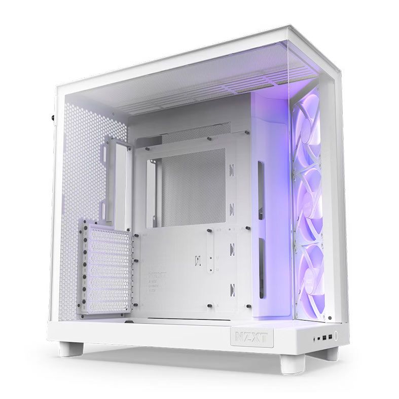 Gabinete Gamer NZXT H6 Flow, RGB, Mid-Tower, Lateral De Vidro, Com 3 Fans, Branco, CC-H61FW-R1