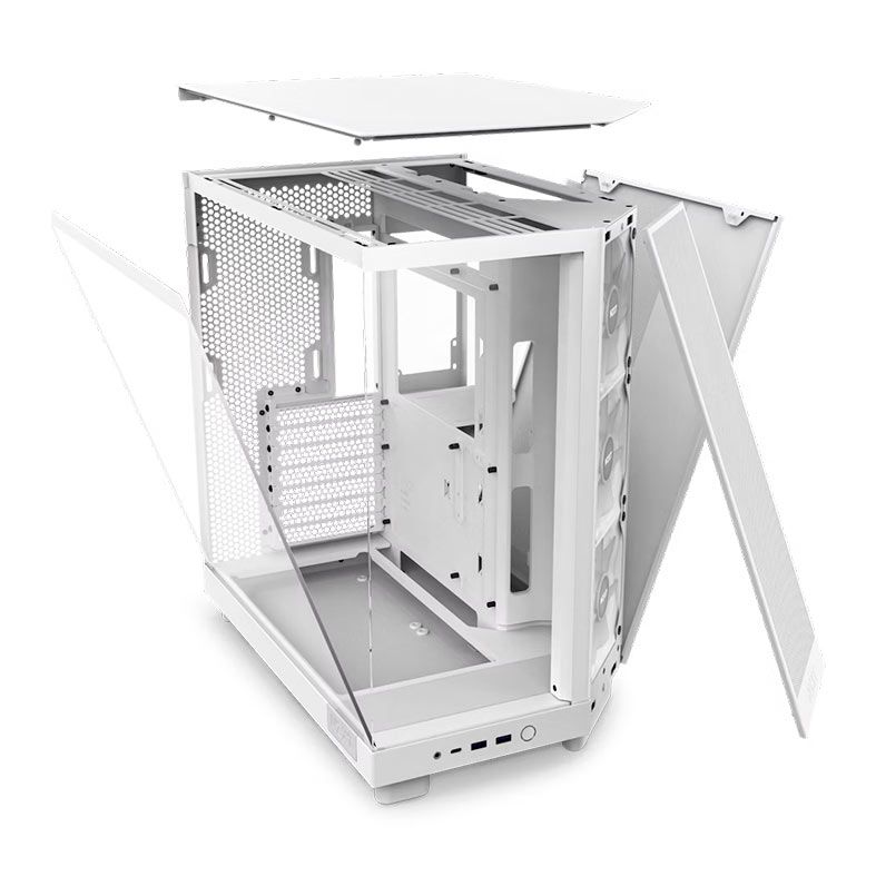 Gabinete Gamer NZXT H6 Flow, RGB, Mid-Tower, Lateral De Vidro, Com 3 Fans, Branco, CC-H61FW-R1