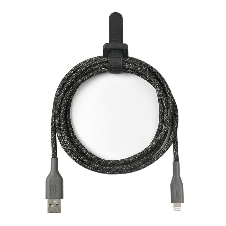 Cabo USB Para Lightning Handz, 1,5m, Algodao, Preto, CC-L