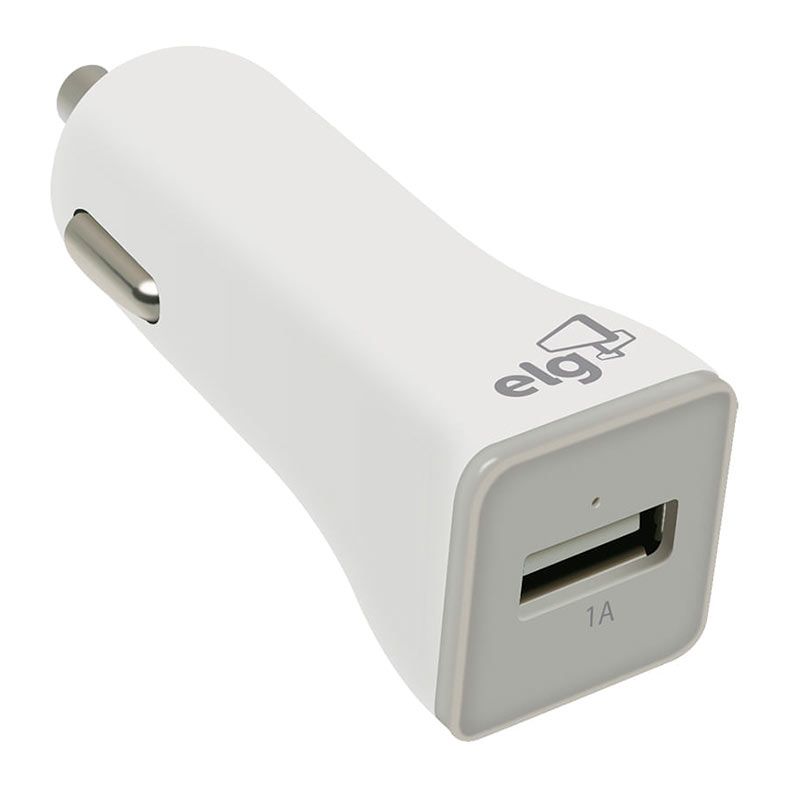Carregador Veicular ELG CC1S, USB, 1A, Branco, CC1S