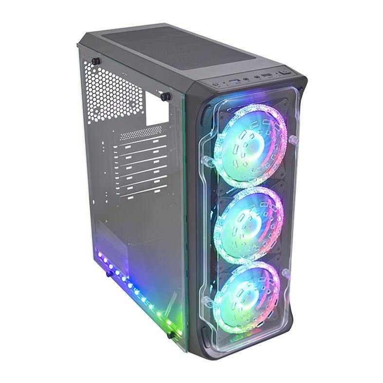 Gabinete Gamer K-MEX CG-xxFF, RGB, Mid-Tower, Lateral de Vidro, Com 3 Fans, Preto, CG01FFRH0010B0X