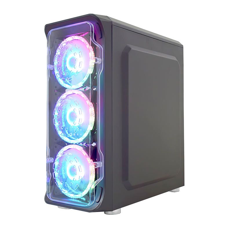 Gabinete Gamer K-MEX CG-xxFF, RGB, Mid-Tower, Lateral de Vidro, Com 3 Fans, Preto, CG01FFRH0010B0X