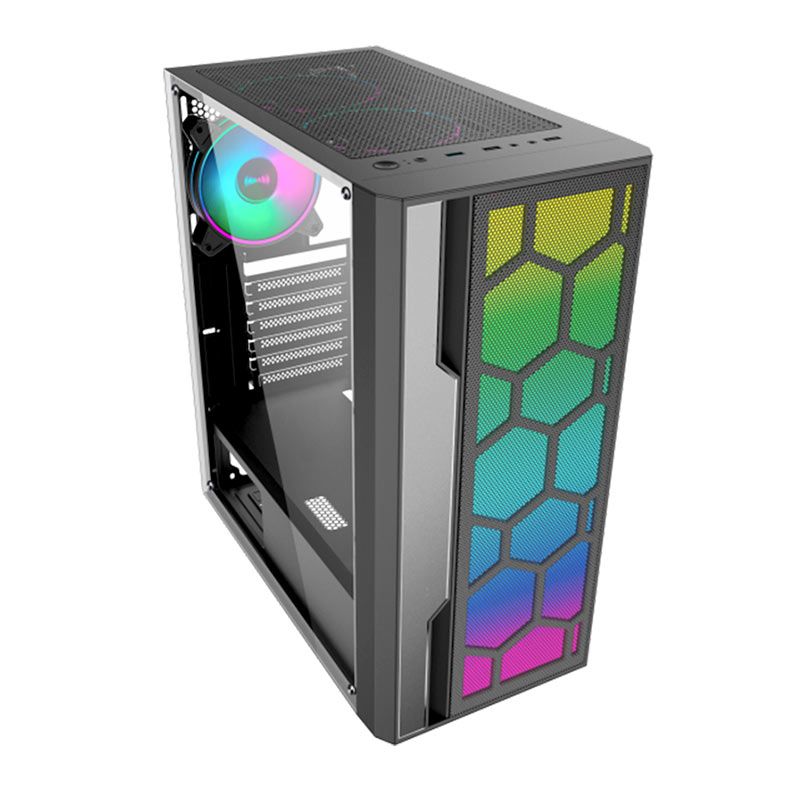 Gabinete Gamer K-MEX CG-xxTT, Mid-Tower, Lateral de Vidro, Preto, CG02TTRH0010B0X