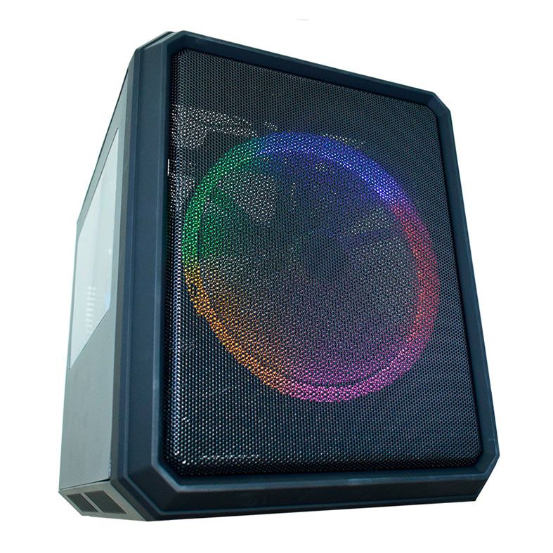 Gabinete Gamer K-MEX CG-xxRC, RGB, Mini-Tower, Lateral de Acrilico, Com 1 Fan, Preto, CG03RCRH003CB0X