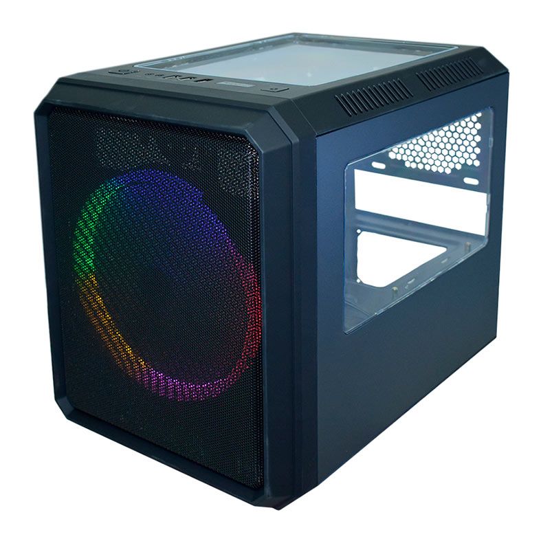Gabinete Gamer K-MEX CG-xxRC, RGB, Mini-Tower, Lateral de Acrilico, Com 1 Fan, Preto, CG03RCRH003CB0X