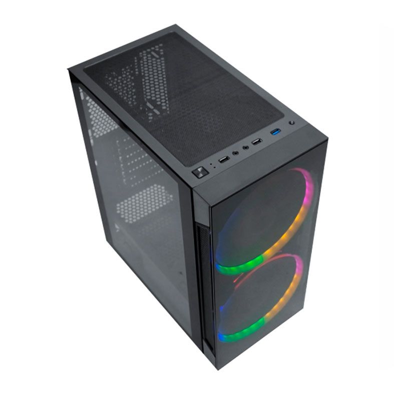 Gabinete Gamer K-MEX CG-04A1 Anjo de Combate, Mid-Tower, Lateral de Vidro, Com 2 Fans, Preto, CG04A1RH004CB0X