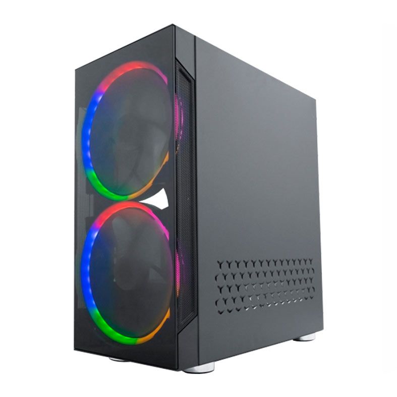 Gabinete Gamer K-MEX CG-04A1 Anjo de Combate, Mid-Tower, Lateral de Vidro, Com 2 Fans, Preto, CG04A1RH004CB0X