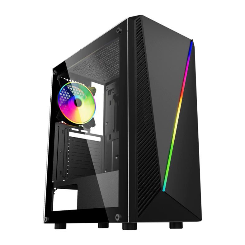Gabinete Gamer Kmex Gaming Master Yaiba 1 CG-05AA, Rainbow, Mid-Tower, Lateral Vidro, Preto, CG05AARH001CB0X