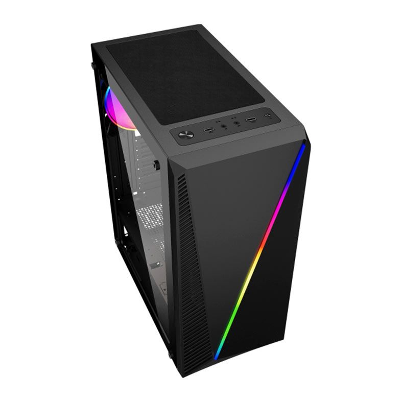 Gabinete Gamer Kmex Gaming Master Yaiba 1 CG-05AA, Rainbow, Mid-Tower, Lateral Vidro, Preto, CG05AARH001CB0X
