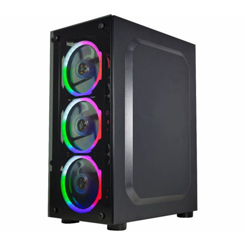 Gabinete Gamer K-MEX CG-10W5, RGB, Mid-Tower, Lateral De Vidro, Com 3 Fans, Preto, CG10W5RH001CB0X