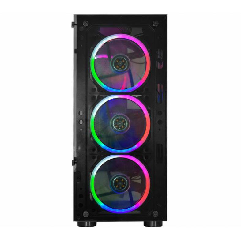 Gabinete Gamer K-MEX CG-10W5, RGB, Mid-Tower, Lateral De Vidro, Com 3 Fans, Preto, CG10W5RH001CB0X