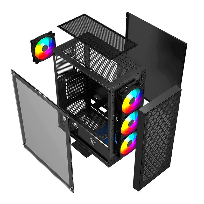 Gabinete Gamer Fantech Aero 2 CG83, Mid-Tower, Lateral de Vidro, Com 4 Fans, Preto, CG83-BK