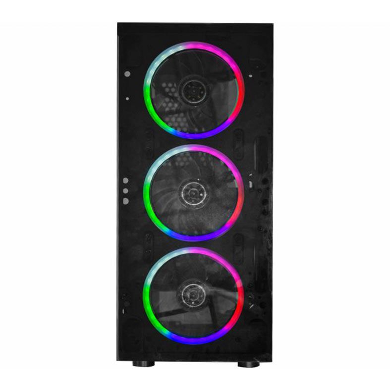 Gabinete Gamer K-Mex Divinus CG-AL10, Rainbow, Mid-Tower, Lateral de Video, Com 3 Fans, Preto, CGAL10RH001CB0X
