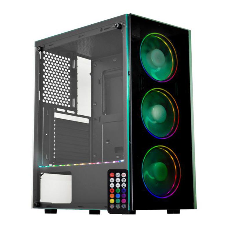 Gabinete Gamer K-MEX Divinus CG-CL10, ARGB, Mid-Tower, Lateral De Vidro, Com 3 Fans, Preto, CGCL10RH001CB0X