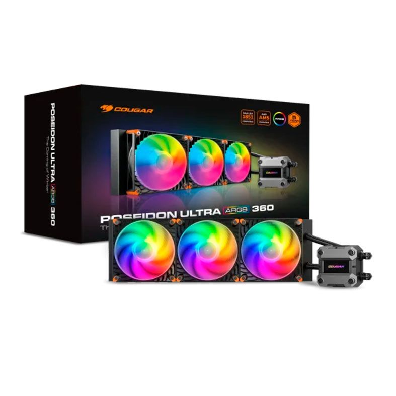 Water Cooler Cougar Poseidon Ultra 360, ARGB, 360mm, Preto, CGR