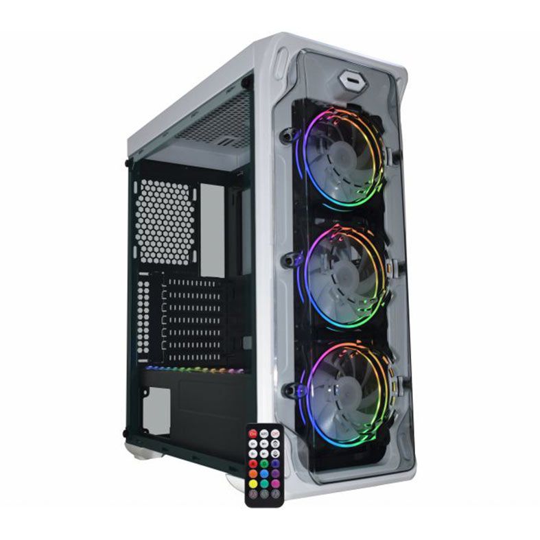 Gabinete Gamer K-Mex Trooper Ritmico, Mid-Tower, Lateral de Acrilico, Com 3 Fans, Branco, CGW1B1RH001CB0X