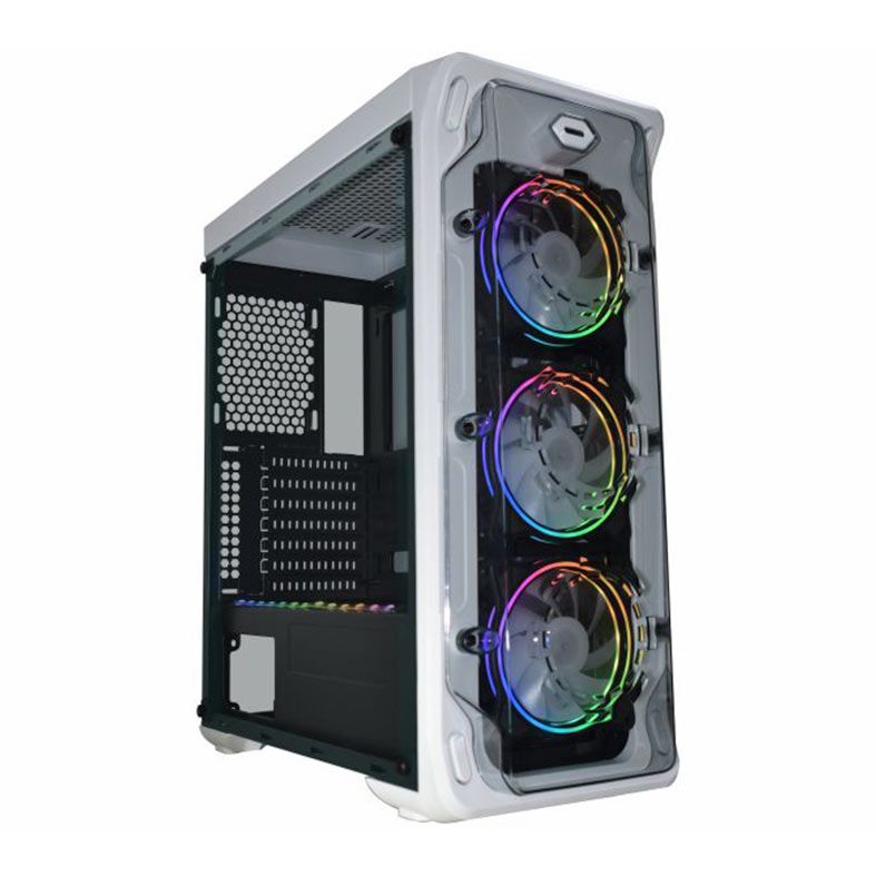 Gabinete Gamer K-Mex Trooper Ritmico, Mid-Tower, Lateral de Acrilico, Com 3 Fans, Branco, CGW1B1RH001CB0X