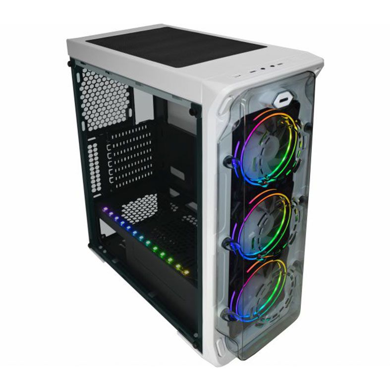 Gabinete Gamer K-Mex Trooper Ritmico, Mid-Tower, Lateral de Acrilico, Com 3 Fans, Branco, CGW1B1RH001CB0X