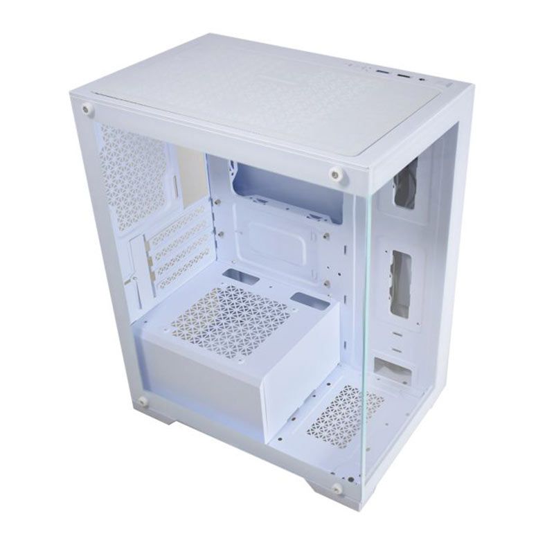 Gabinete Gamer K-MEX CG-W1H5 Aquario Poseidon, Mid-Tower, Lateral de Vidro, Branco, CGW1H5RH0010B0X