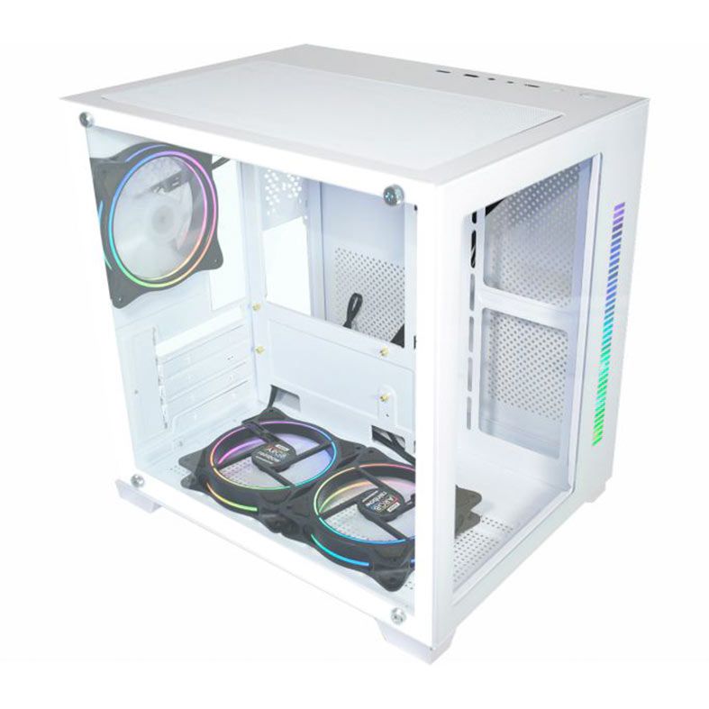 Gabinete Gamer K-MEX CG-xxAD, RGB, Mid-Tower, Lateral de Vidro, Branco, CGW2ADRH002CB0X