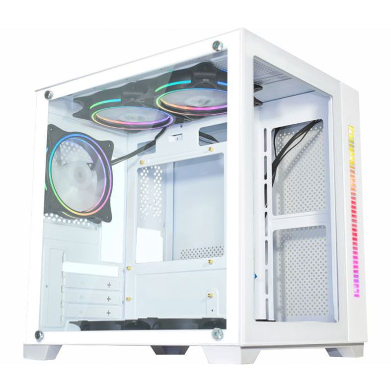 Gabinete Gamer K-MEX CG-xxAD, RGB, Mid-Tower, Lateral de Vidro, Branco, CGW2ADRH002CB0X