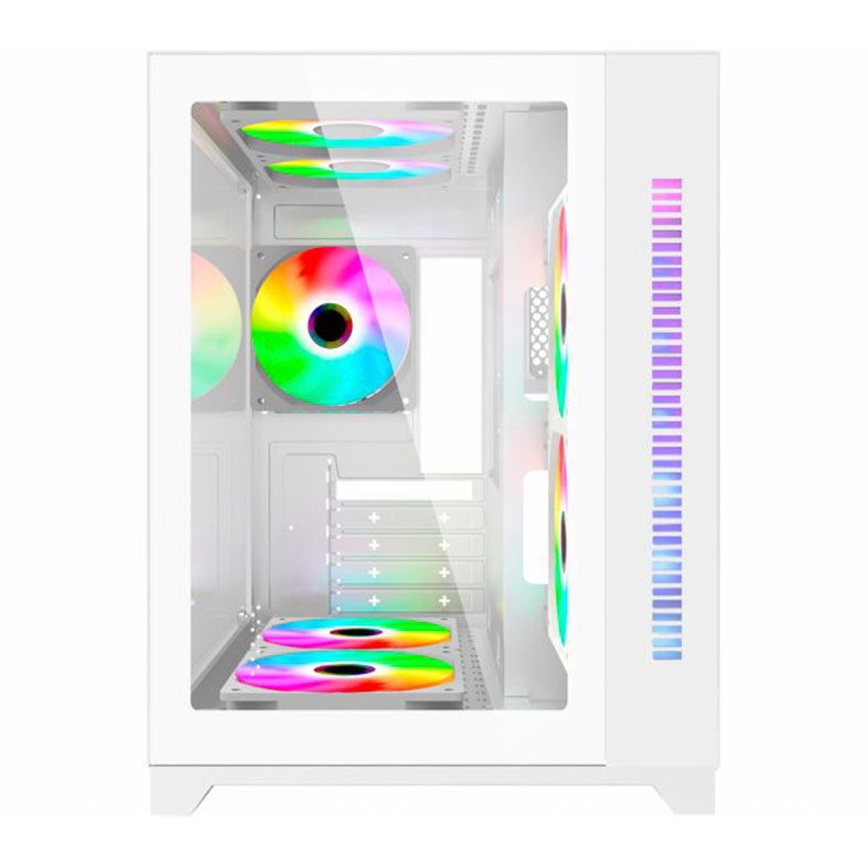 Gabinete Gamer K-MEX CG-xxAD, RGB, Mid-Tower, Lateral de Vidro, Branco, CGW2ADRH002CB0X